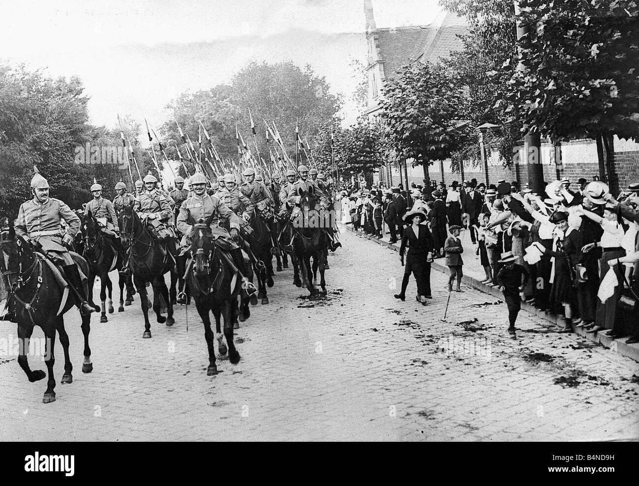 German cavalry on the march during World War One circa 1916 Stock Photo