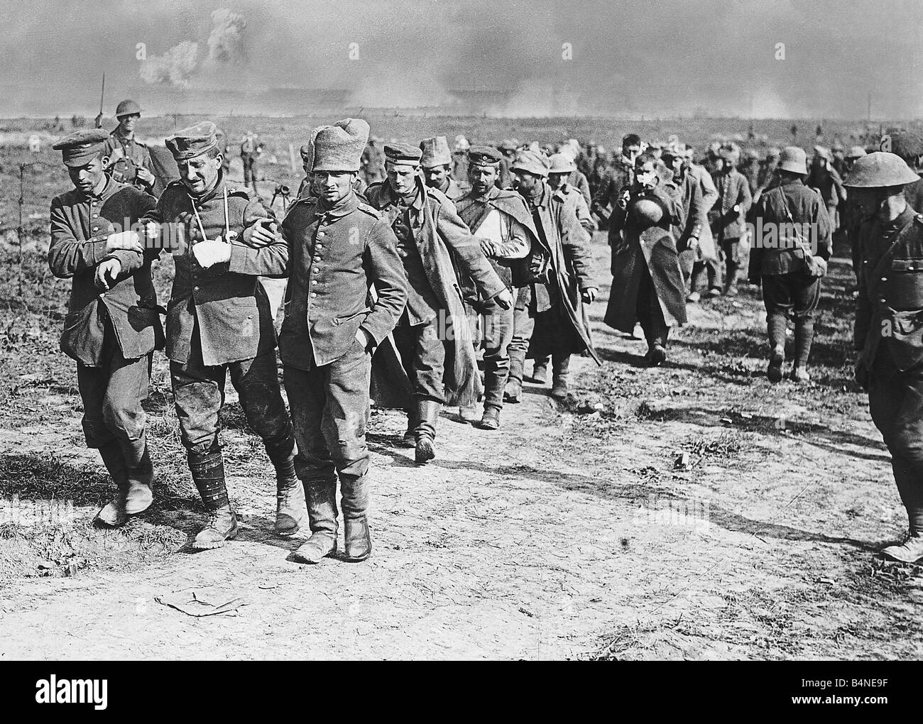 World War One German Prisoners of War help injured comrades as they are ...