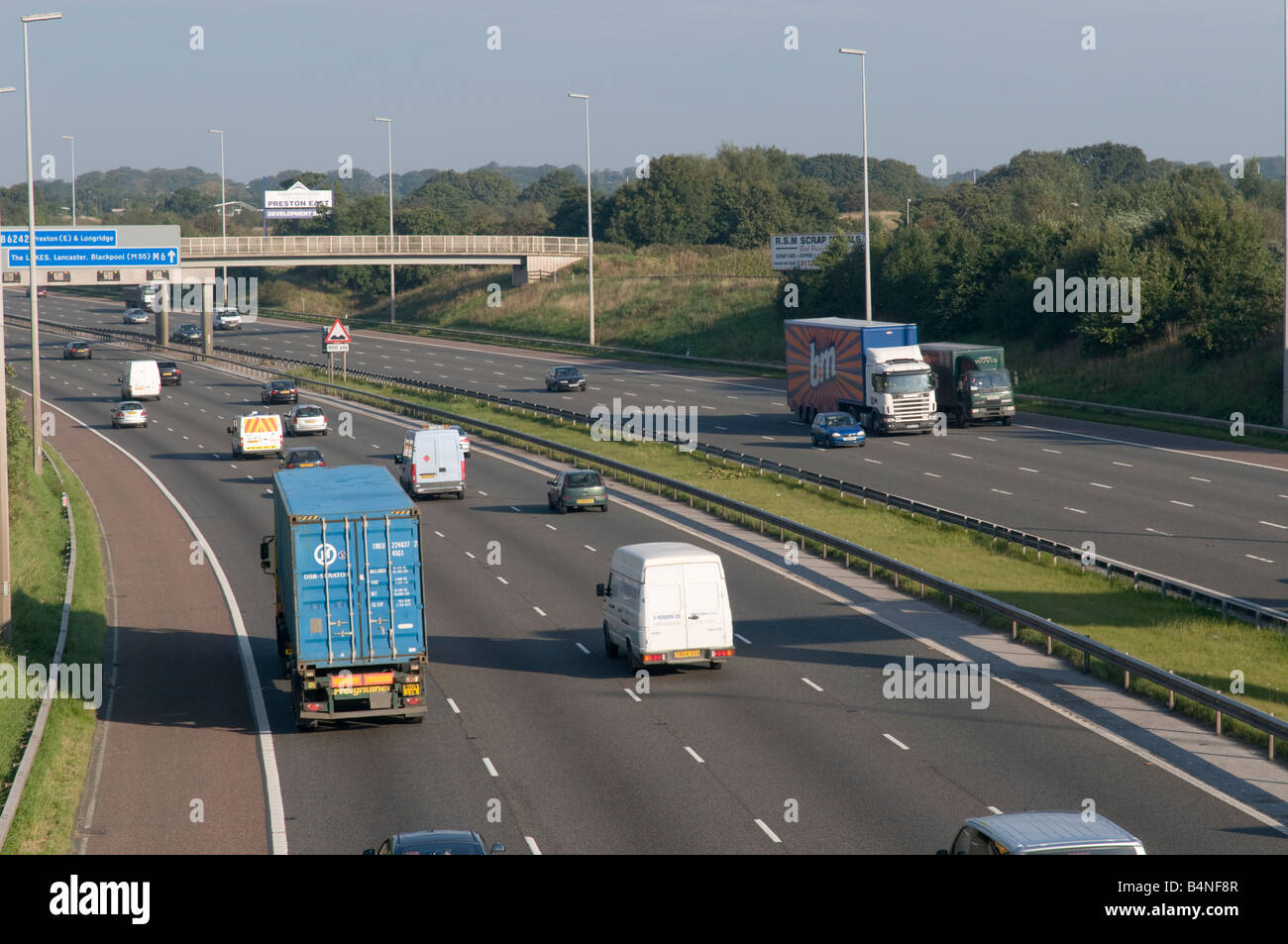 early morning Traffic on the M6 at Preston this was the first stretch of motorway built in the UK Stock Photo