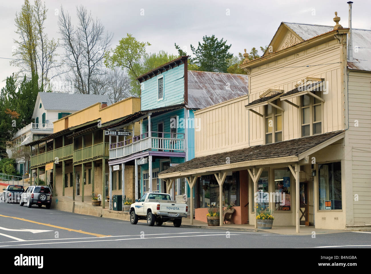 Historic buildings on Main Street in Angels Camp in Gold Country