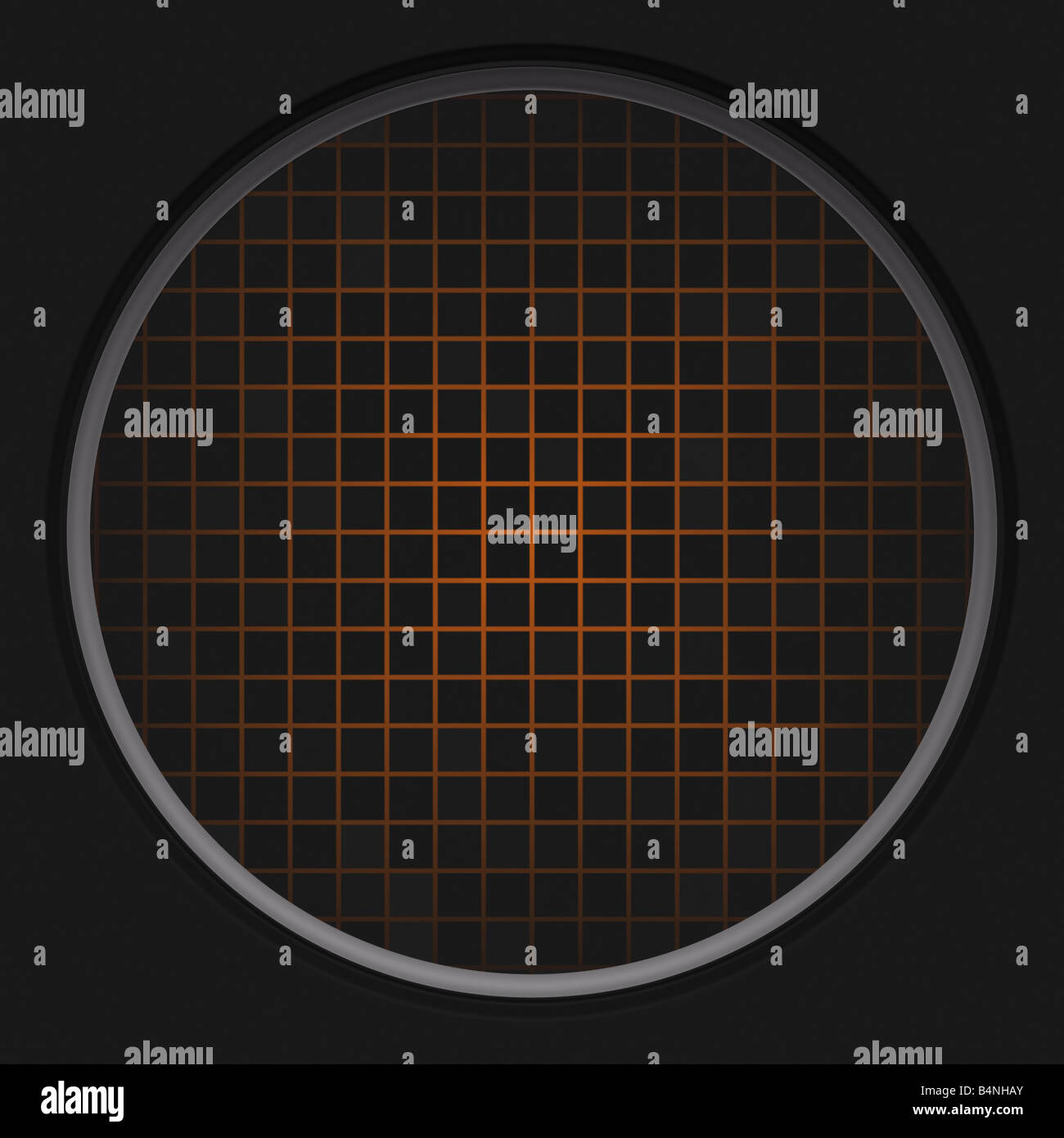 A circular radar grid background over black This also works as a button Stock Photo