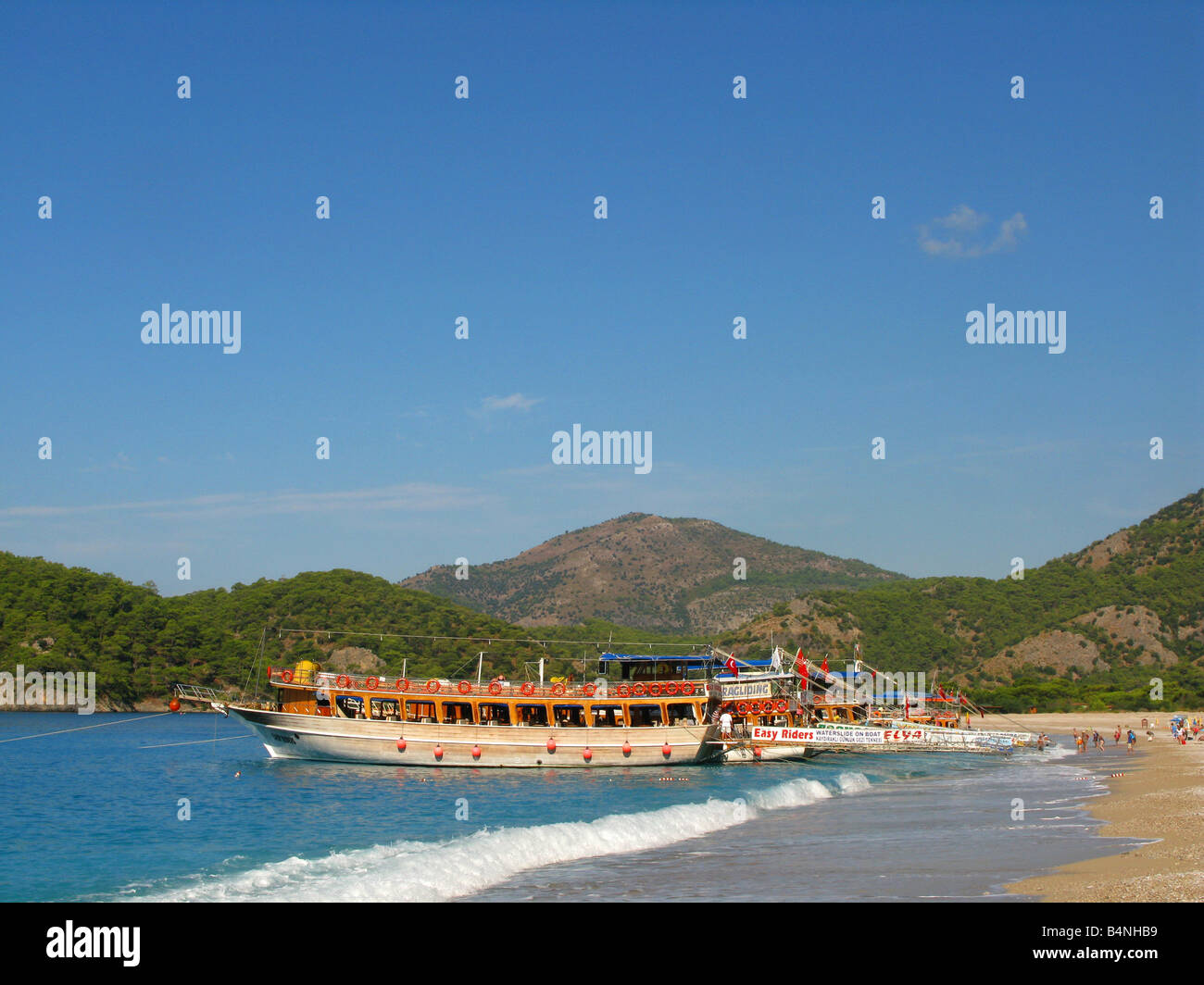 Tourist boat, Olu Deniz Turkey Stock Photo