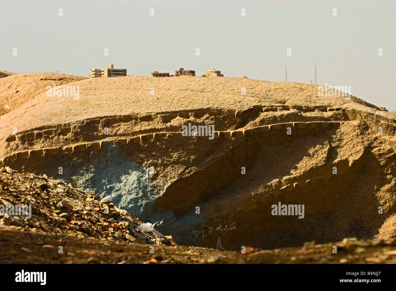 Ancient Egyptian granite rock quarry along the Nile River, Aswan Egypt