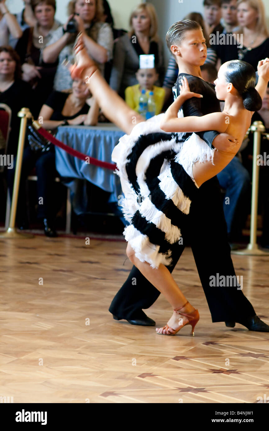 Young Dancers Posing Ballroom Dance Competition Nevsky Cup