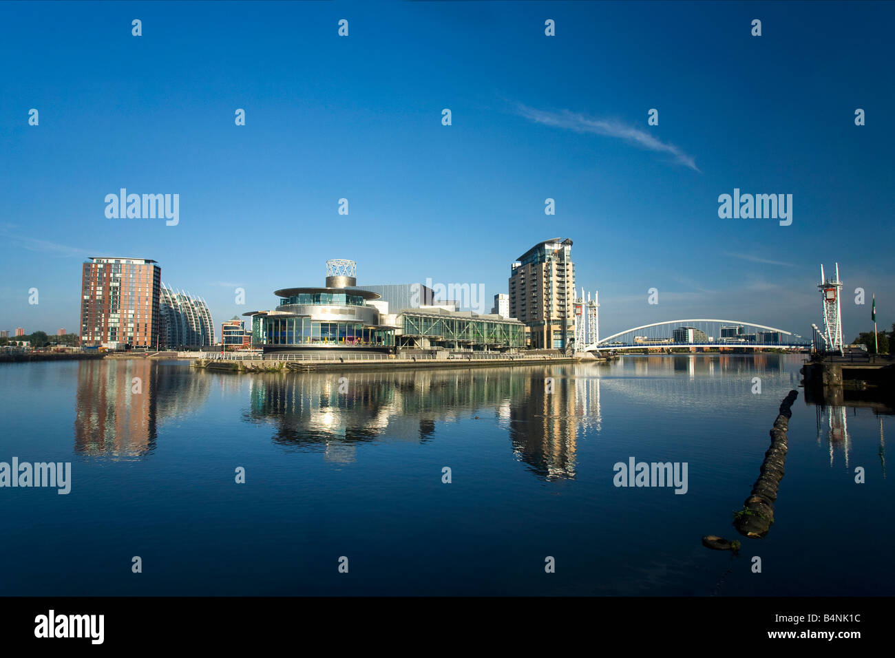 Lowry Centre Salford Quays in late evening sun sunshine in summer Manchester Lancashire England UK United Kingdom GB Stock Photo