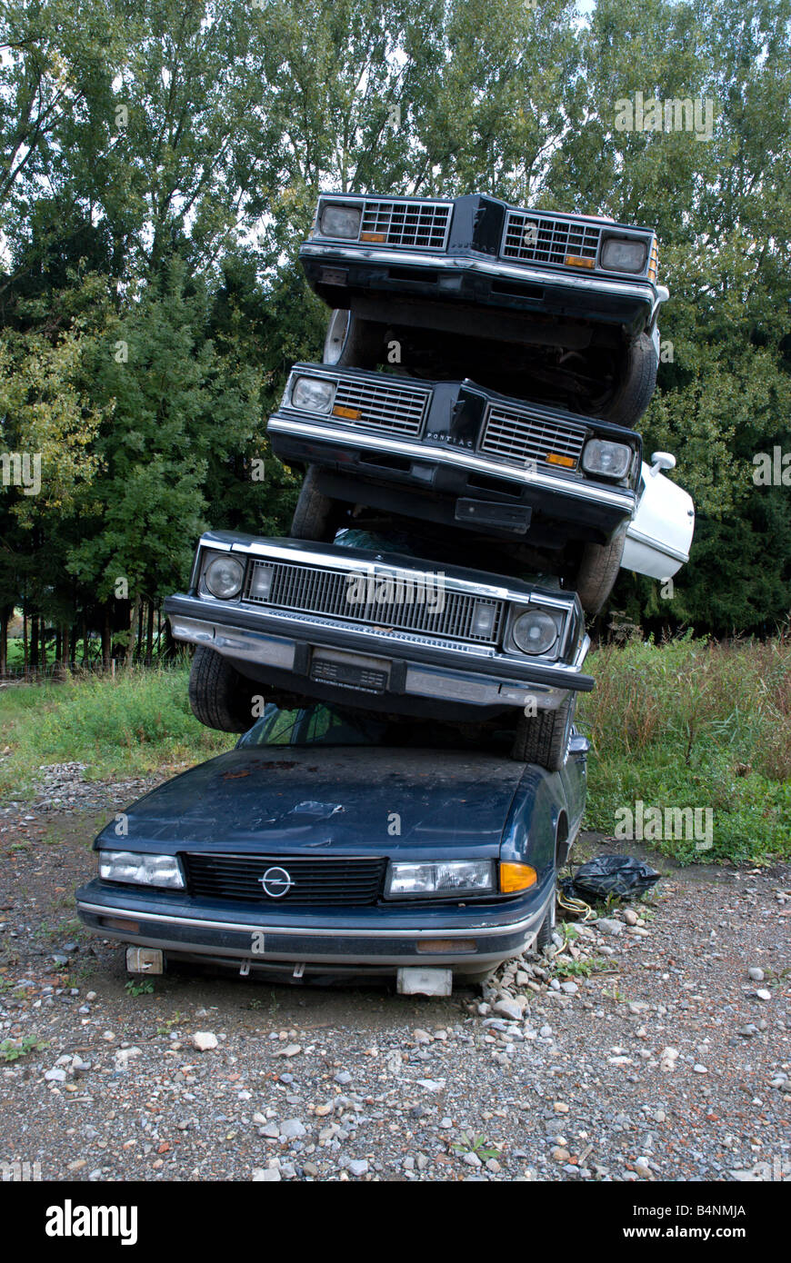Junkyard An old Pontiac is part of a sculphture made to look like a