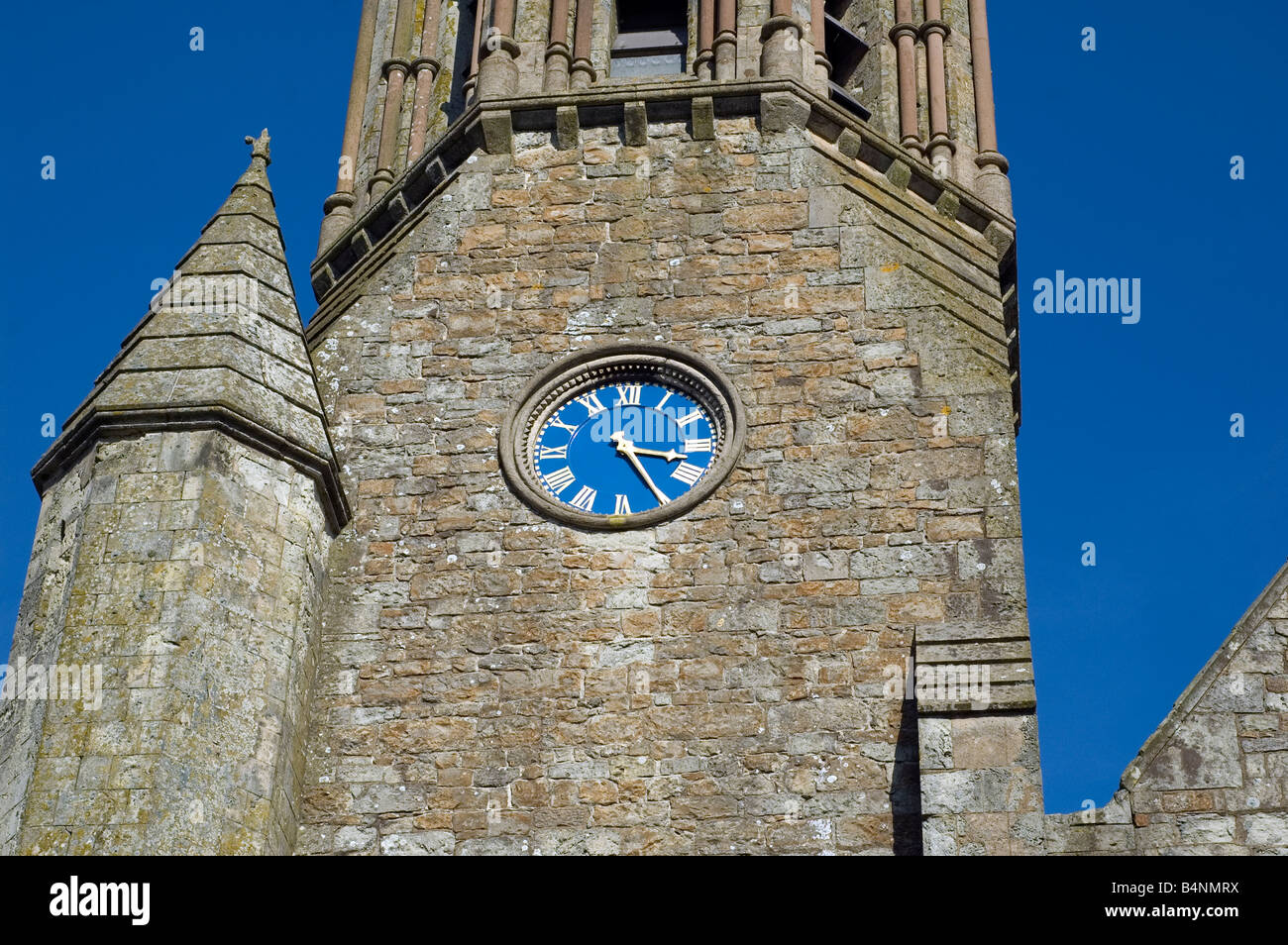 Blue Sky and Blue Clock, Holy Trinity Church, Ventnor, Isle of Wight, England, UK, GB. Stock Photo