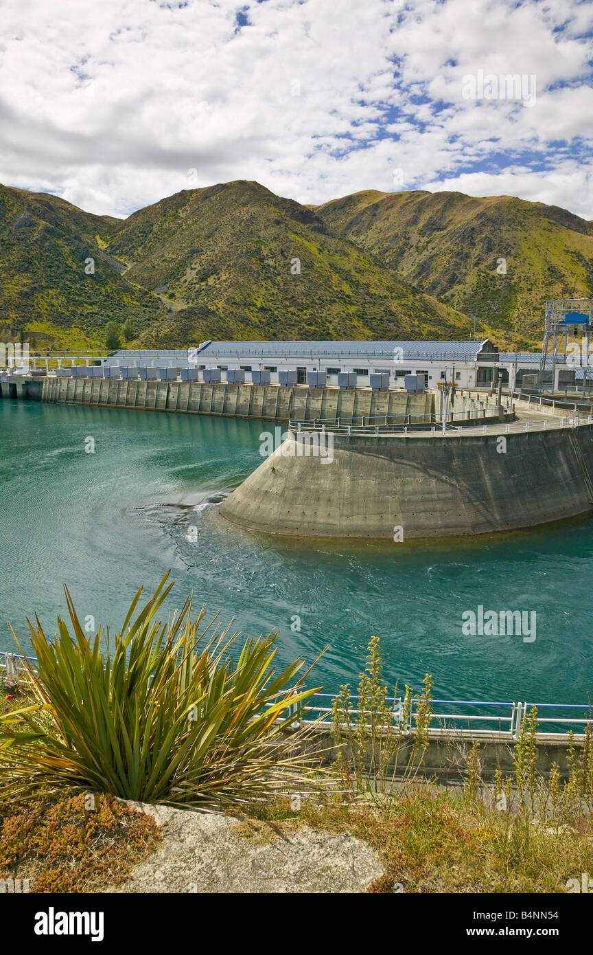 Lake Waitaki Dam on the south island of New Zealand Stock Photo