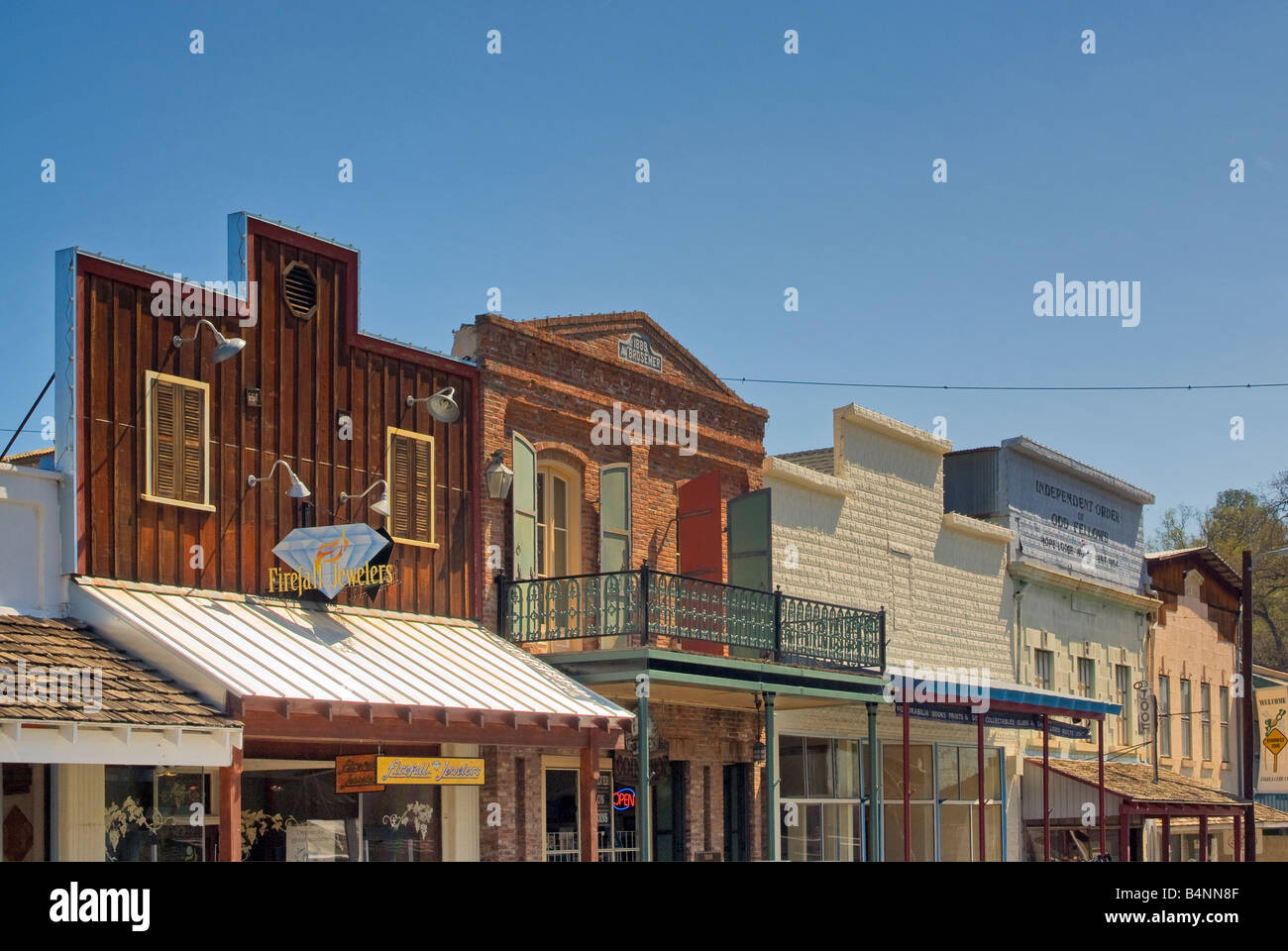 Historic buildings on Main Street in Angels Camp in Gold Country
