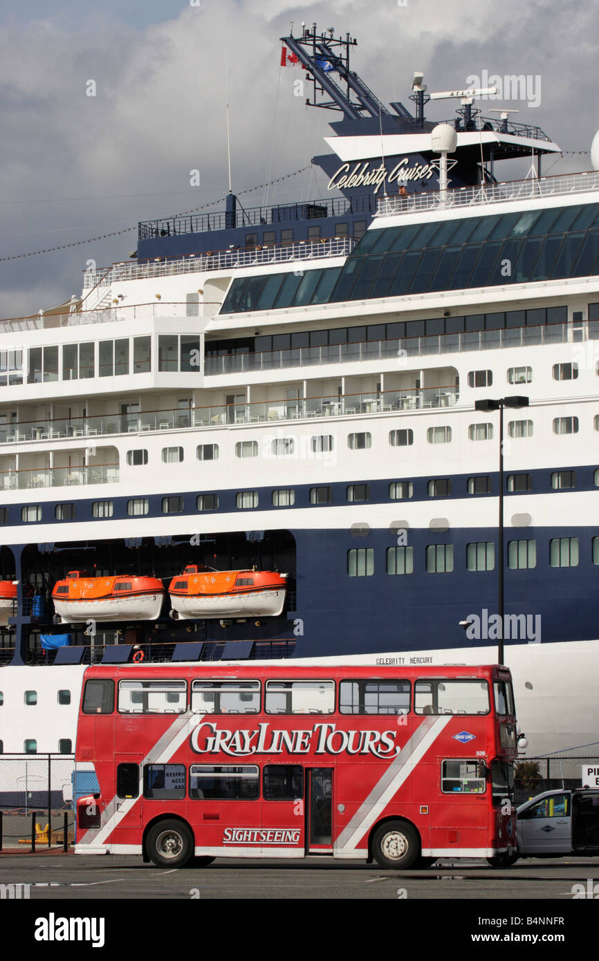 Cruise ship docked at harbour Victoria British Columbia Canada Stock Photo