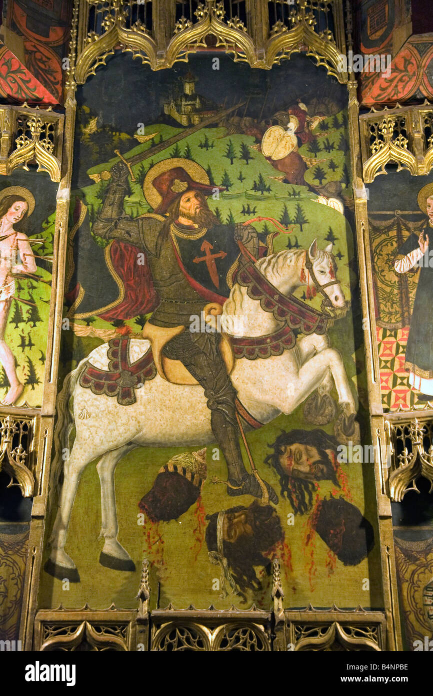 Segovia - ghastly wall painting of St James the Moor-slayer in the Alcázar Stock Photo