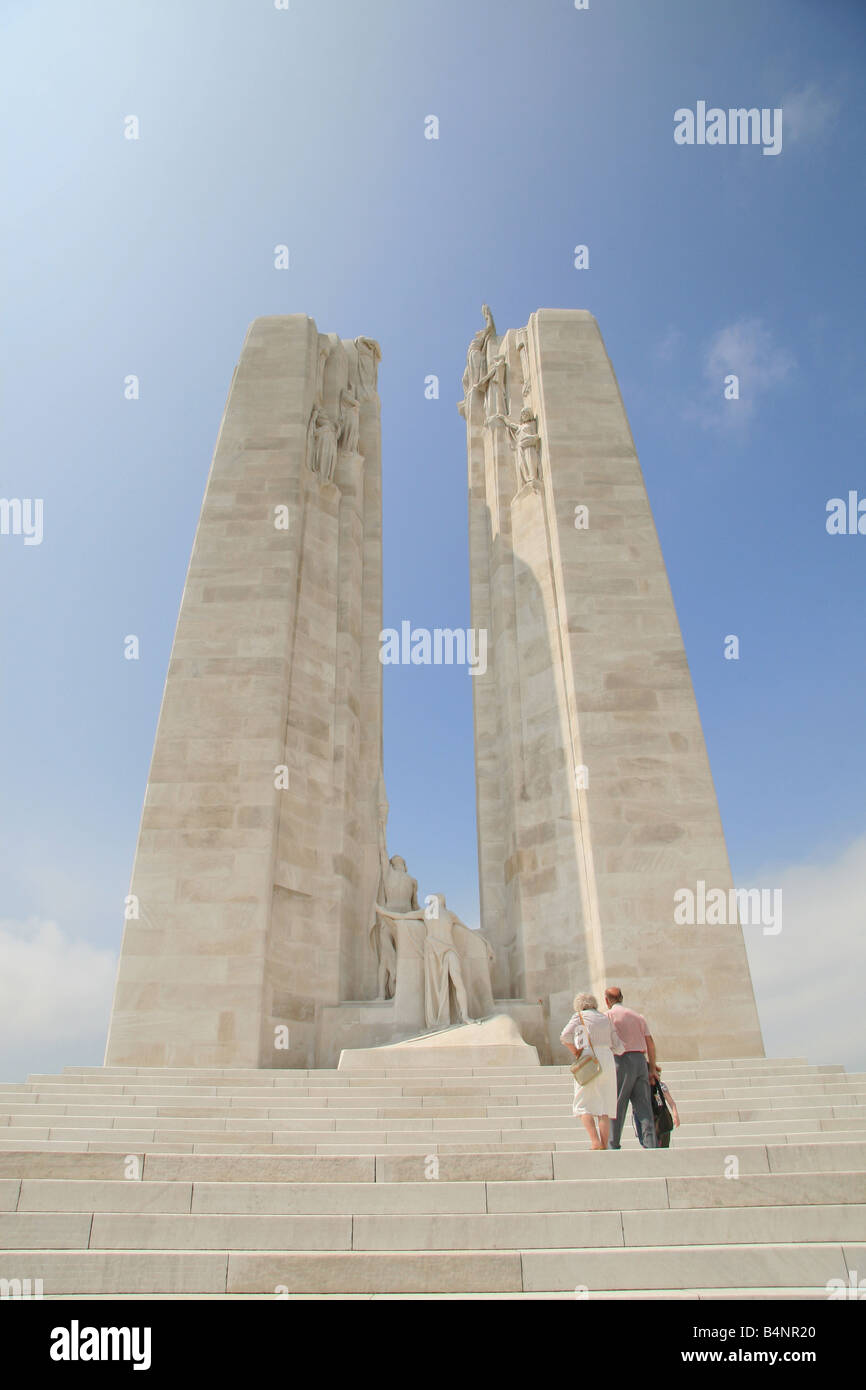 The central pylons at the Canadian World War One Memorial at the Vimy ...