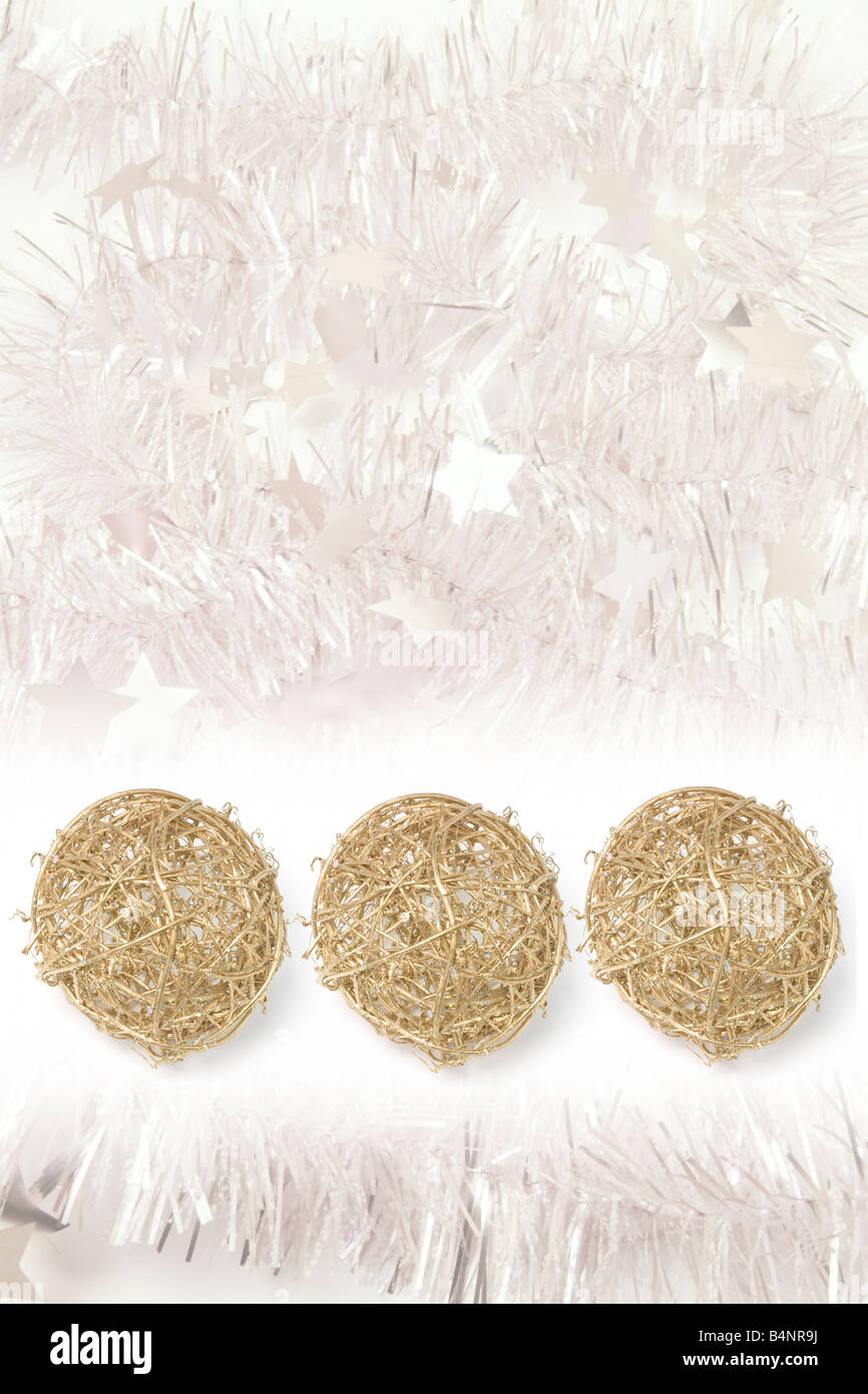 Golden Baubles and Tinsel Stock Photo Alamy