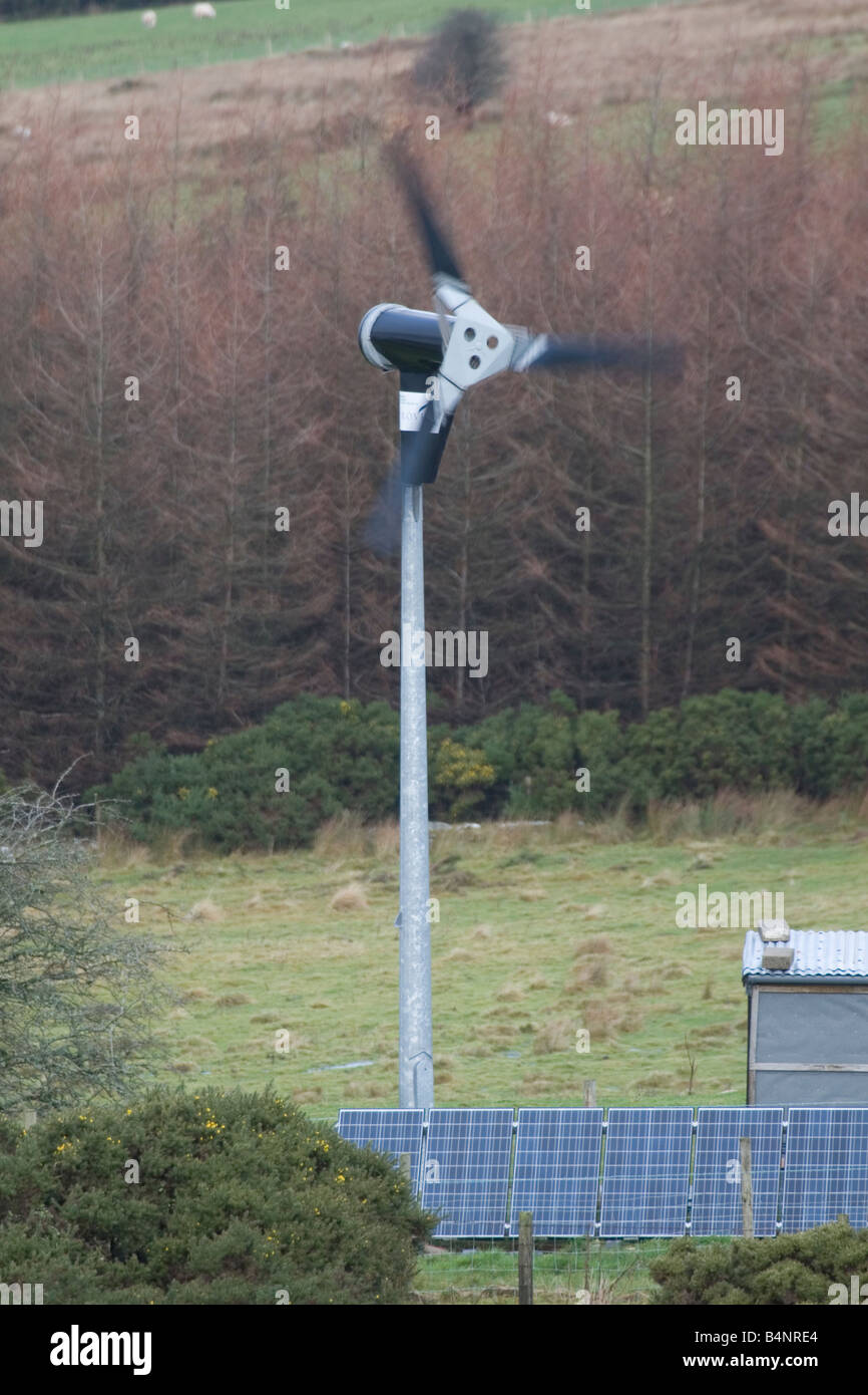 WIND AND SOLAR ELECTRICITY GENERATION FOR SELF SUFFICIENCY Stock Photo