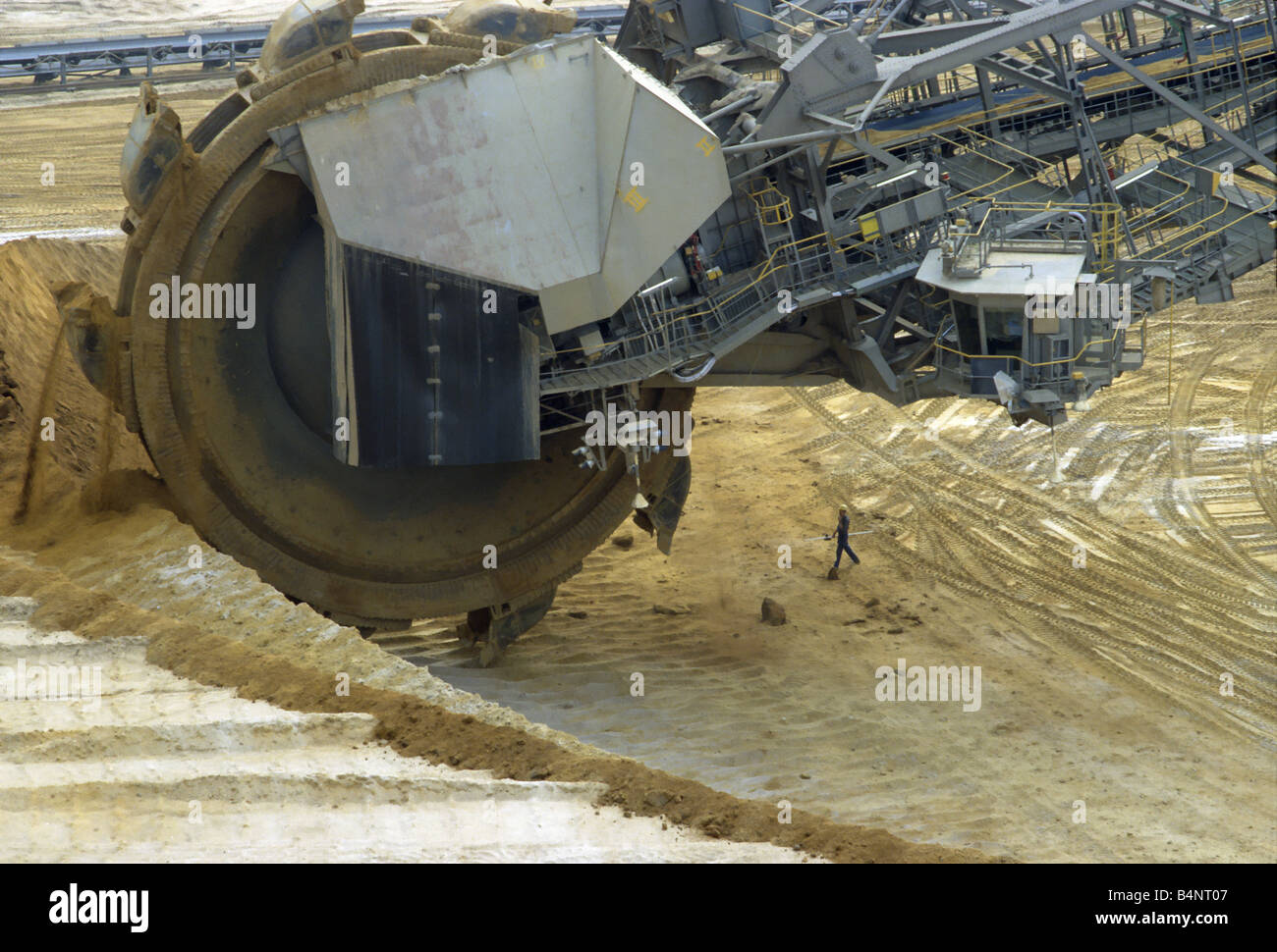 Excavator Shovel of a huge Bucket Digger in the Brown Coal Mining District Garzweiler. Stock Photo