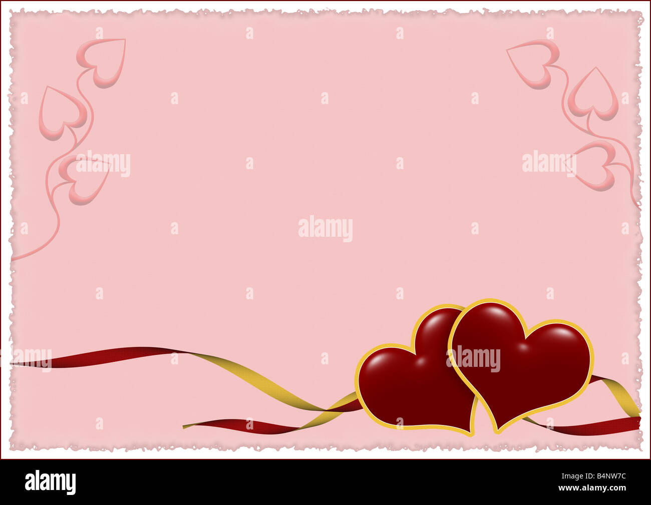 postcard two heart with decorate element and ragged edge Stock Photo