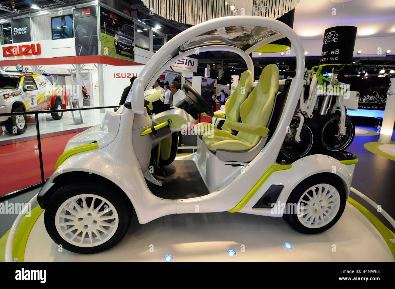 stock photo a small electric car prototype on display during the mondial de lauto