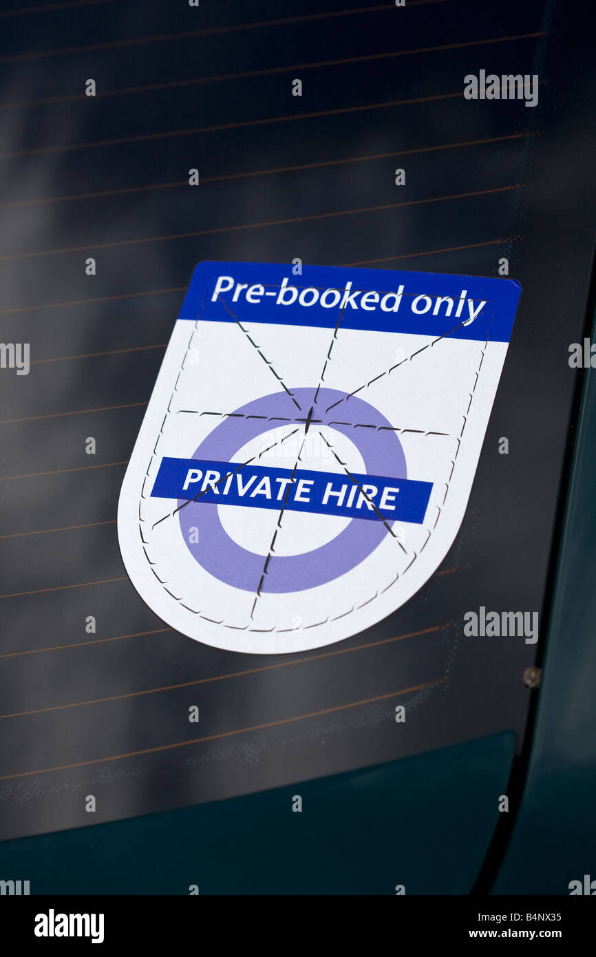 Private London Taxi Cab with Pre Booked Only Sticker Stock Photo