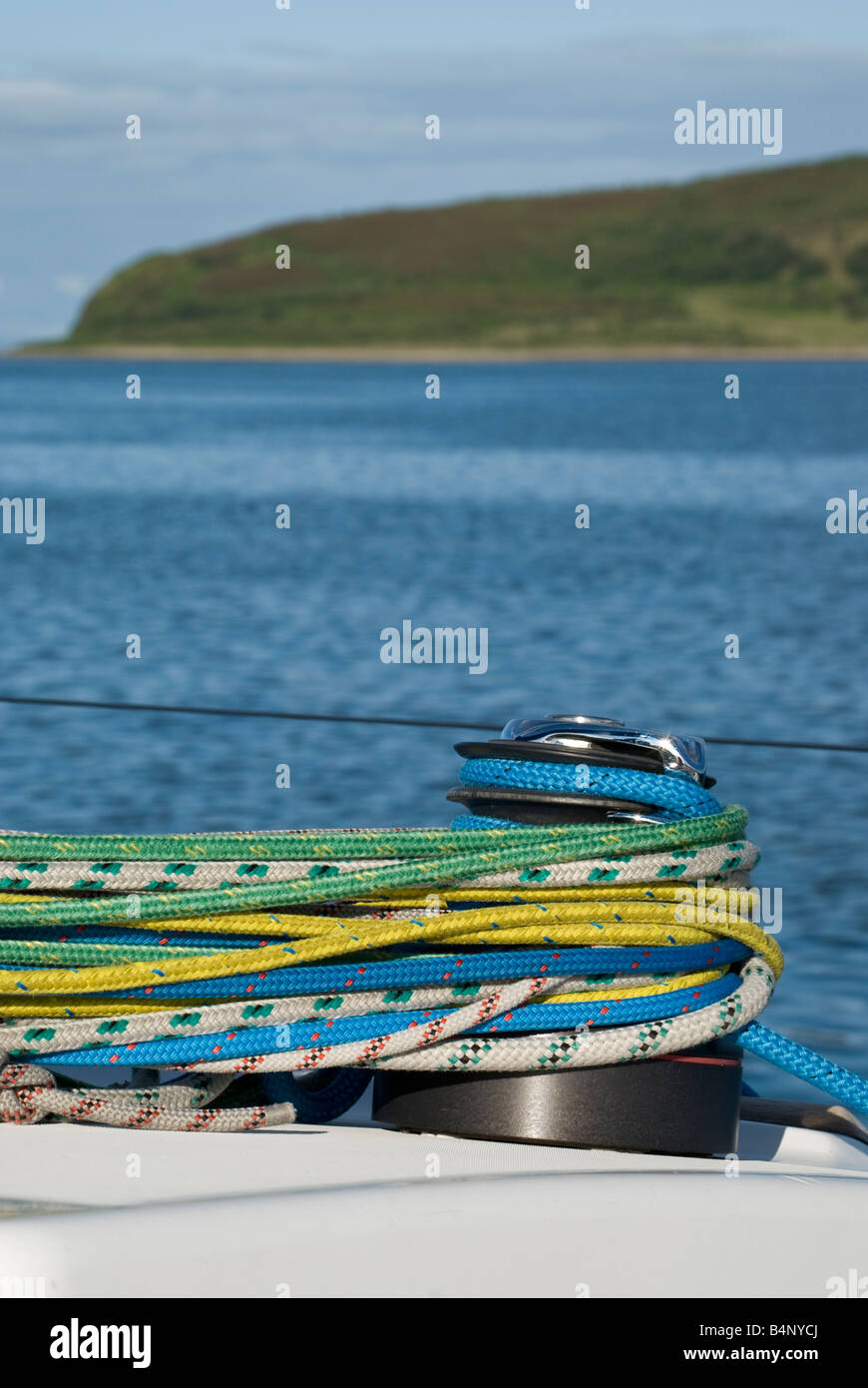 Detail of deep sea fishing nets and diagonal mooring rope Stock Photo -  Alamy