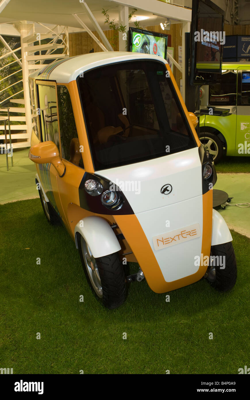 Paris France, micro cars French Electric Car &quot;Next Ere&quot; on Display Stock Photo - Alamy