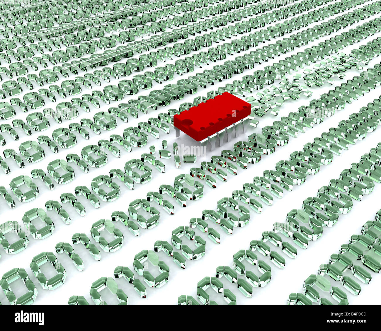 Image showing computer bug eating away at binary code Stock Photo