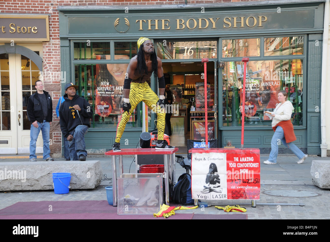 Yogi Laser, a street performer in the South Street Seaport in Lower  Manhattan Stock Photo - Alamy