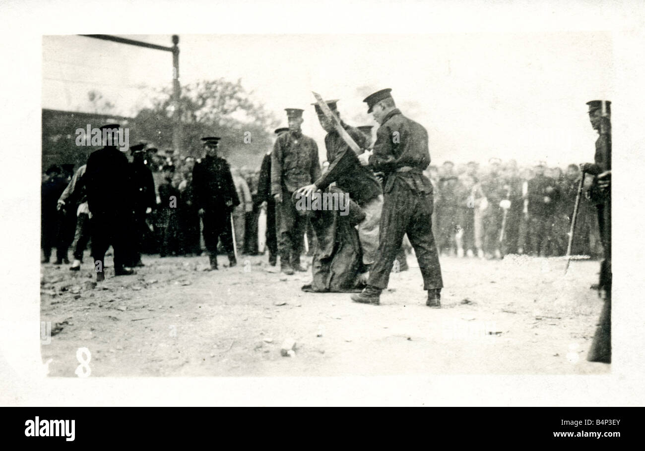 Old vintage  Picture Postcard 1930s featuring an execution by beheading in China by Japanese troops 1930s FOR EDITORIAL USE ONLY Stock Photo
