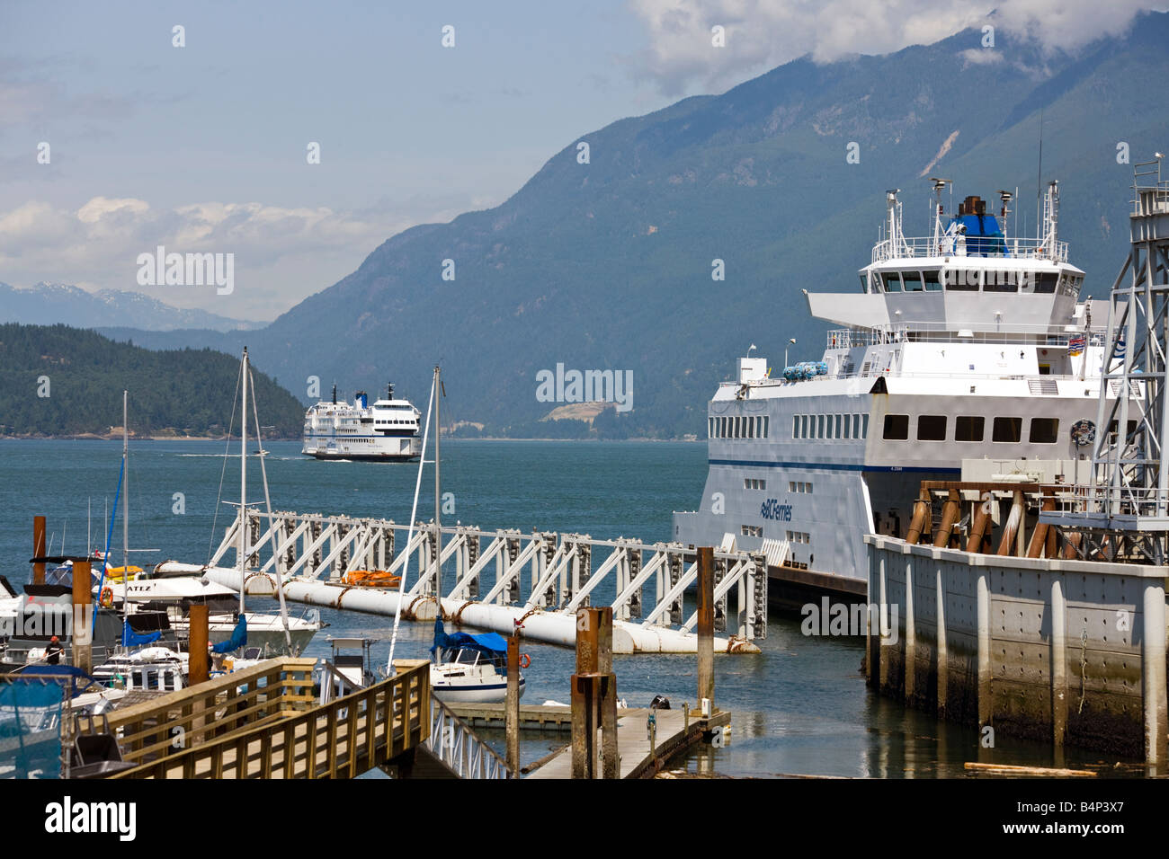 arrival of BC Ferries ferry from Gibsons to Horseshoe Bay, British