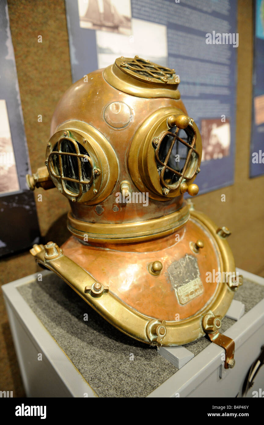 Brass Metal deep sea diving helmet Stock Photo