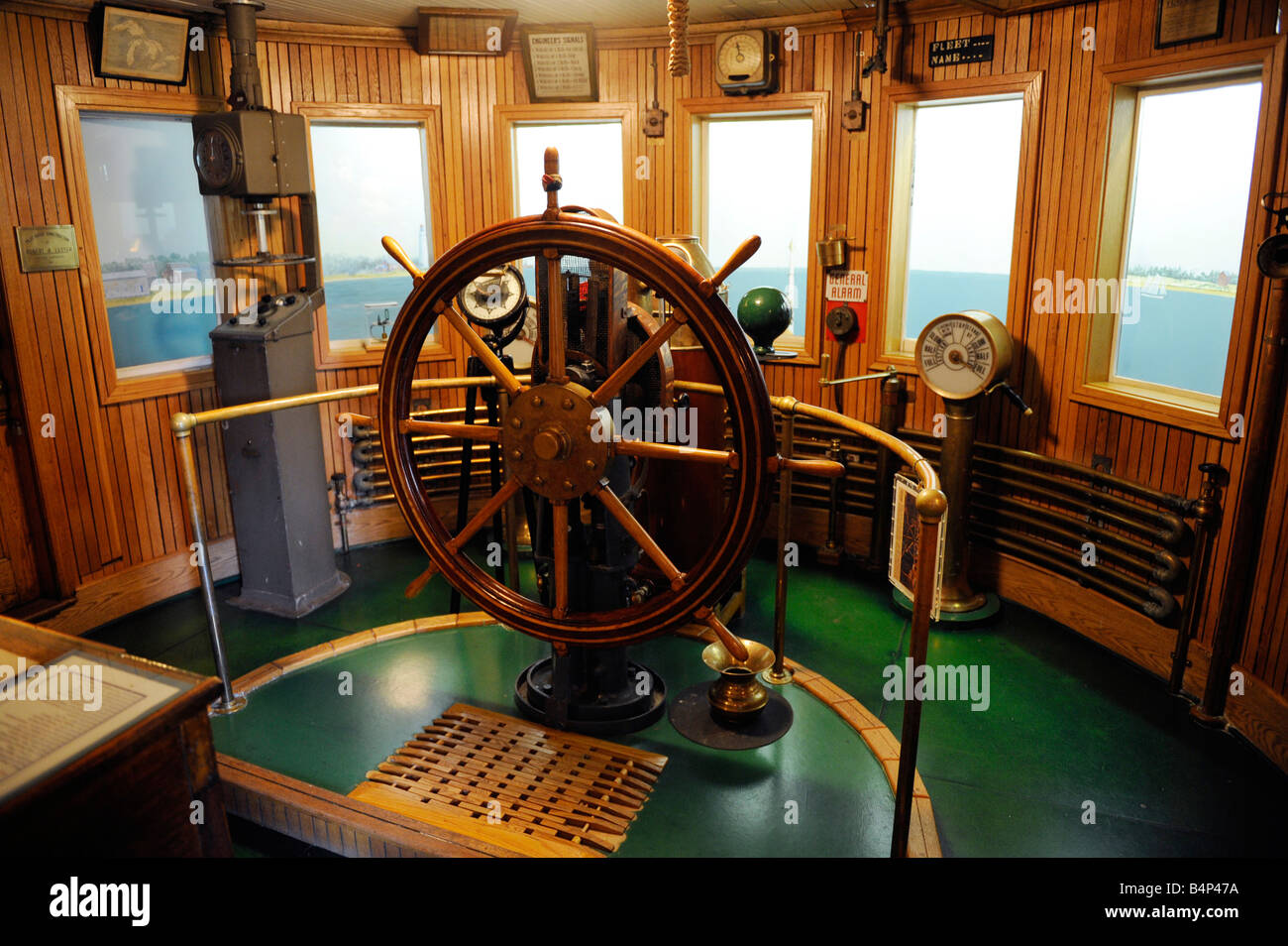 Interior Of The Wheelhouse Of An Early Great Lakes Freighter