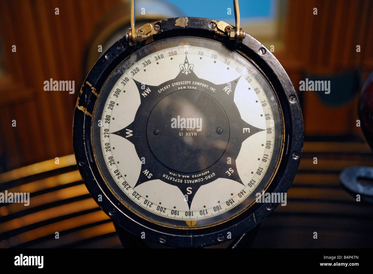 Compass used on a Great Lakes shipping freighter now housed in a museum