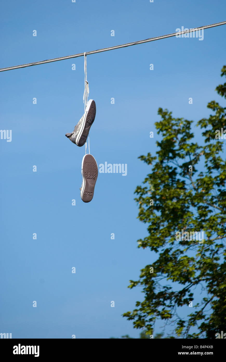 shoes hanging on line