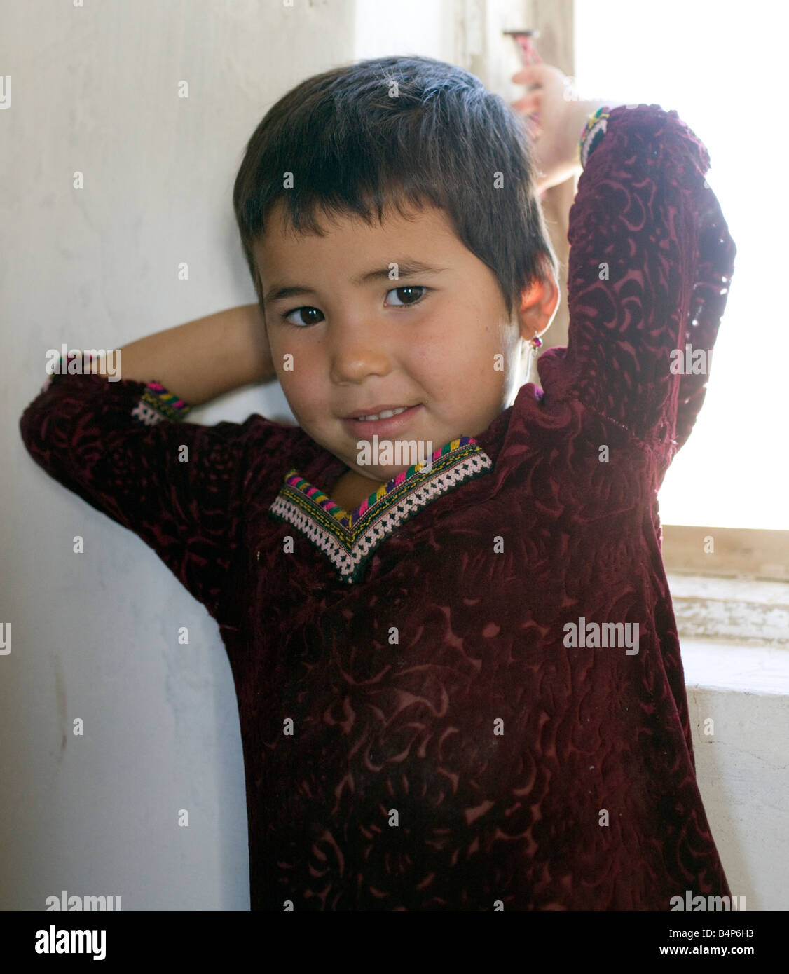 Turkmen infant child in house Stock Photo