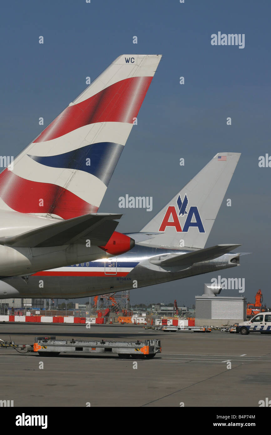 BRITISH AIRWAYS. AMERICAN AIRLINES Stock Photo
