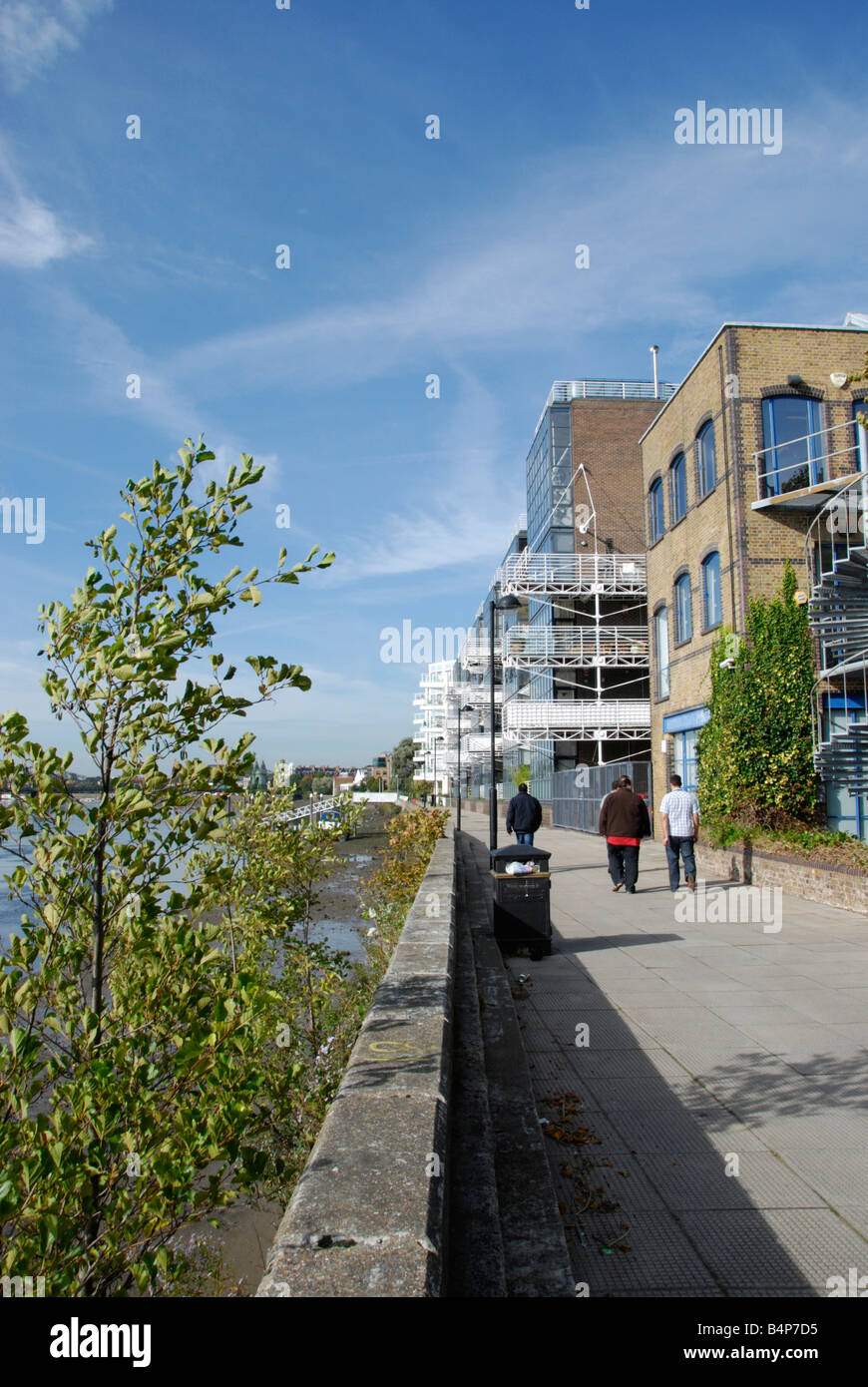 Thames Wharf residential development next to the river Thames Hammersmith London England Stock Photo