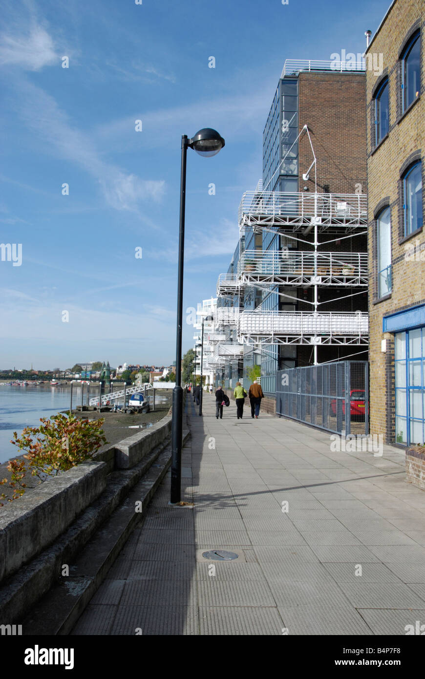 Thames Wharf residential development next to the river Thames Hammersmith London England Stock Photo