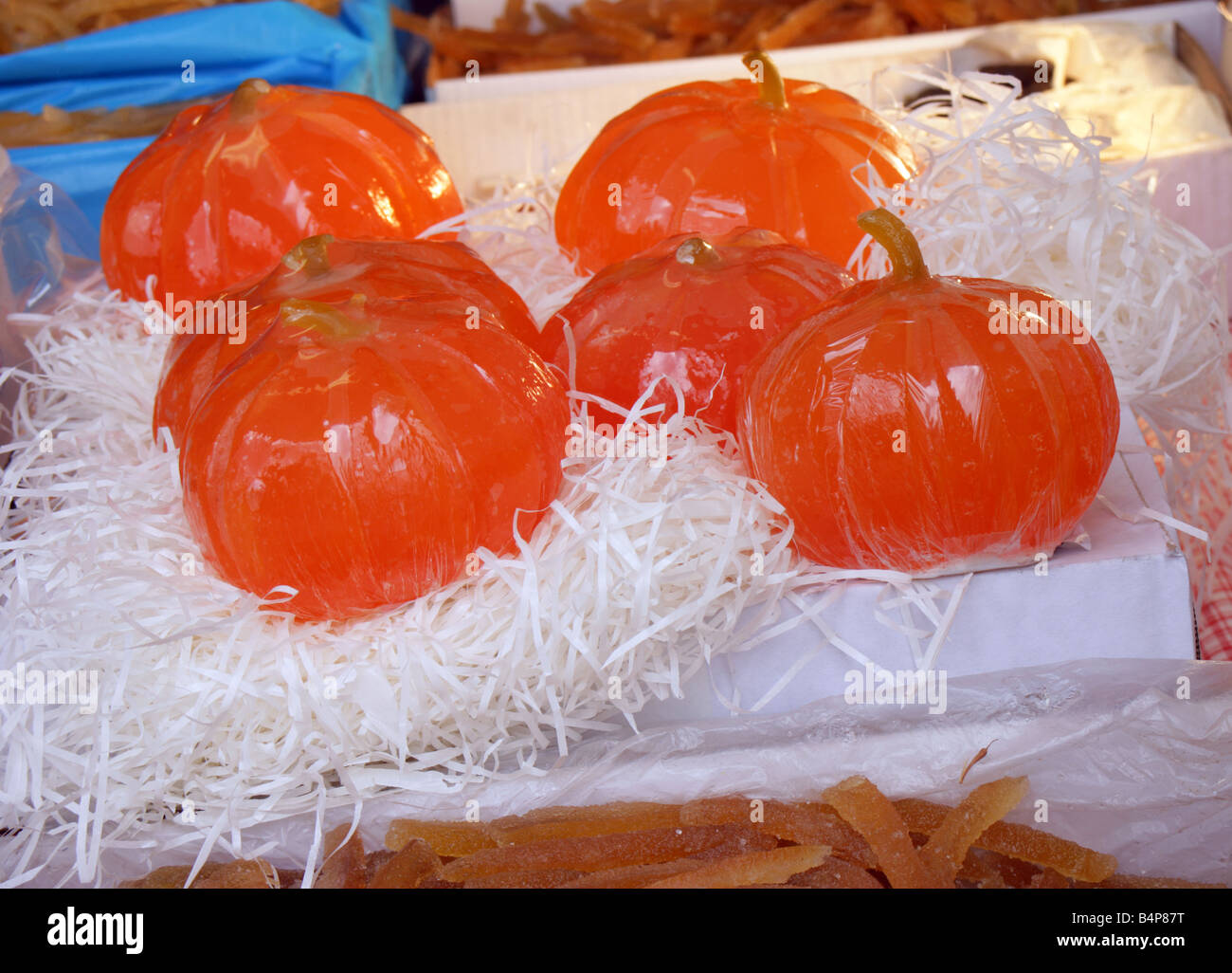 Candied pumpkins on sale in Mougins Cote d Azur France Stock Photo