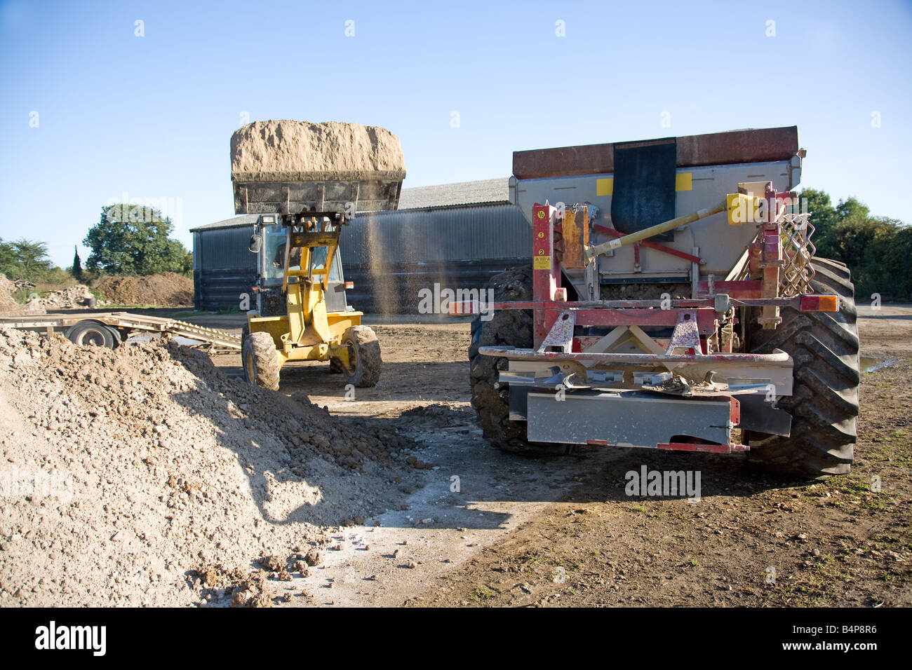 Spreading Lime On Agricultural Land Stock Photo Alamy