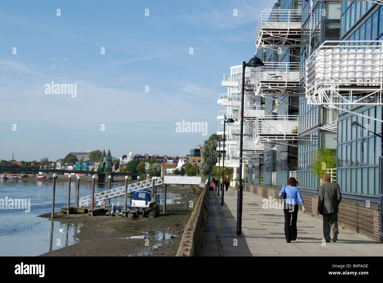 Thames Wharf residential development next to the river Thames Hammersmith London England Stock Photo