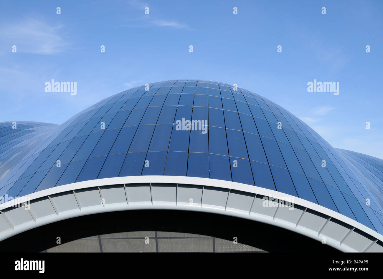 detail of the rear of sage building gateshead roof steel glass sky humps curves building music tyne venue cycle park architectur Stock Photo