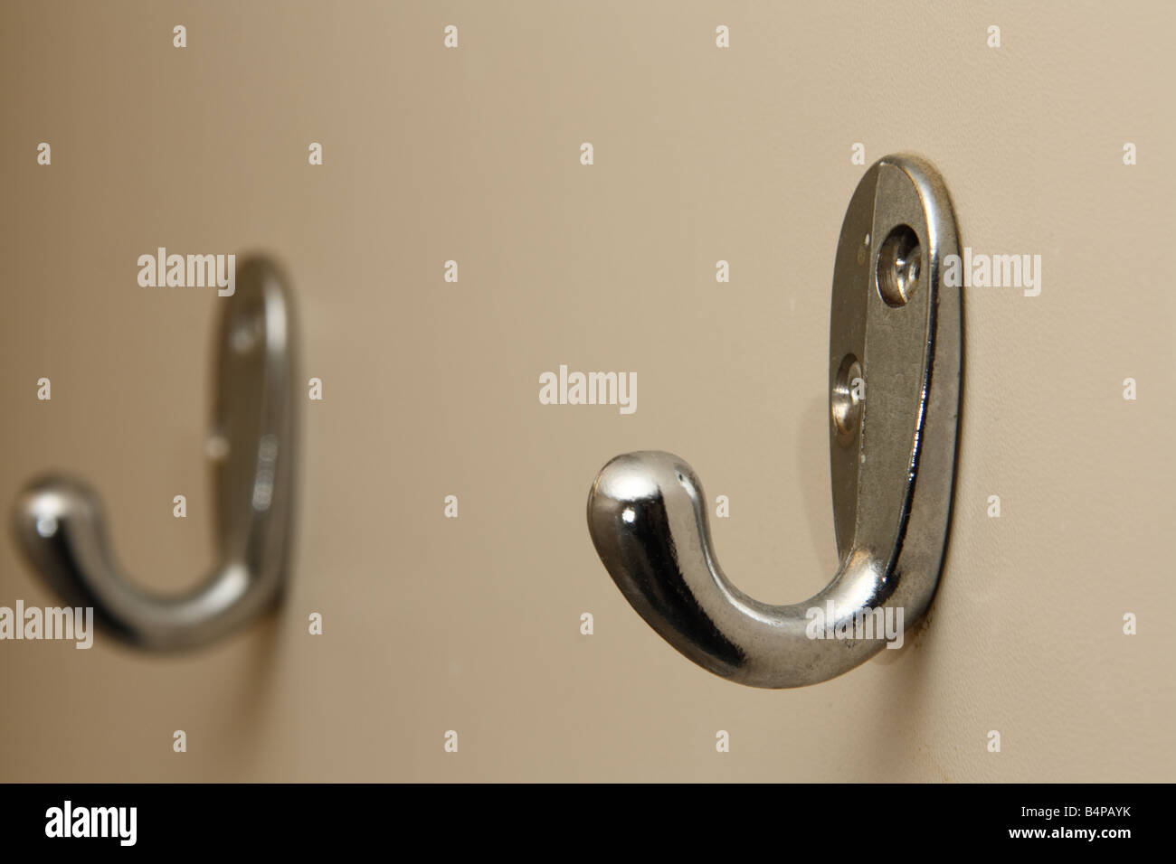 Hooks on the wall Stock Photo