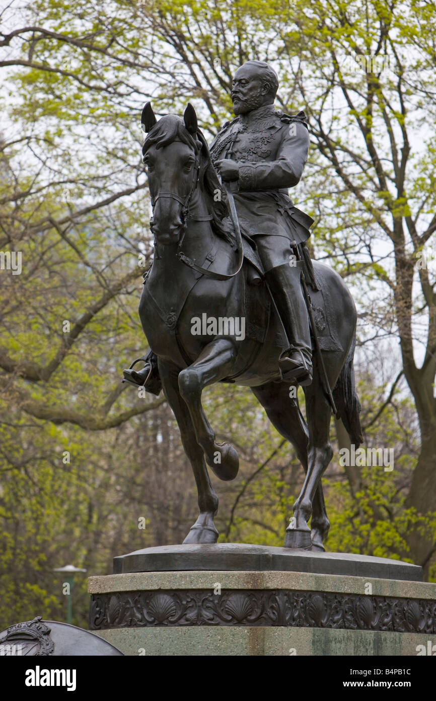 Equestrian statue of King Edward VII in Queen's Park, downtown Toronto, Ontario, Canada. Stock Photo