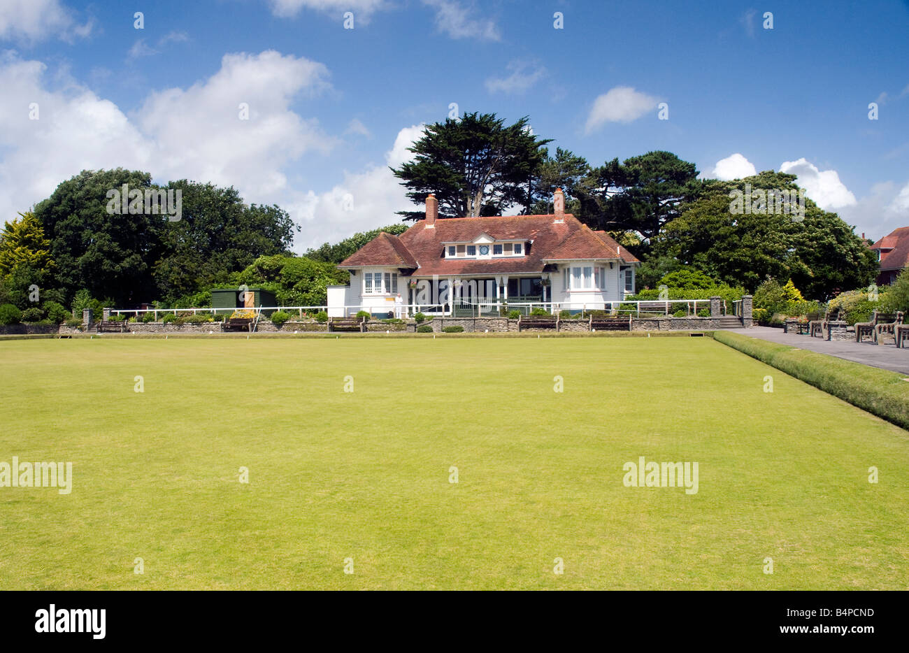 Boscombe Cliff Bowling club house and grounds Dorset England UK Stock Photo