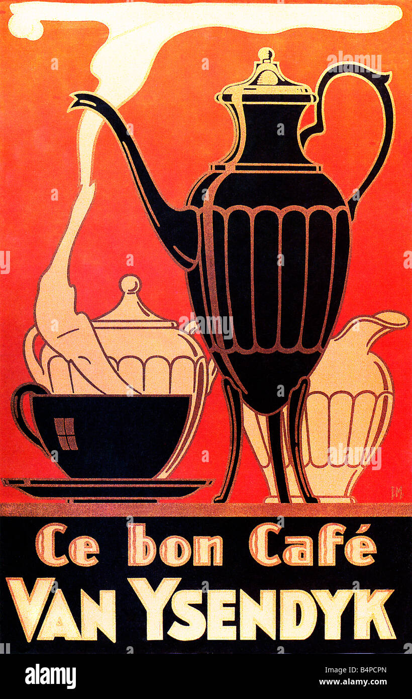 Van Ysendyk Belgian Coffee 1930 Art Deco Poster Advertsisng The Brand Of Coffee From Belgium Stock Photo Alamy