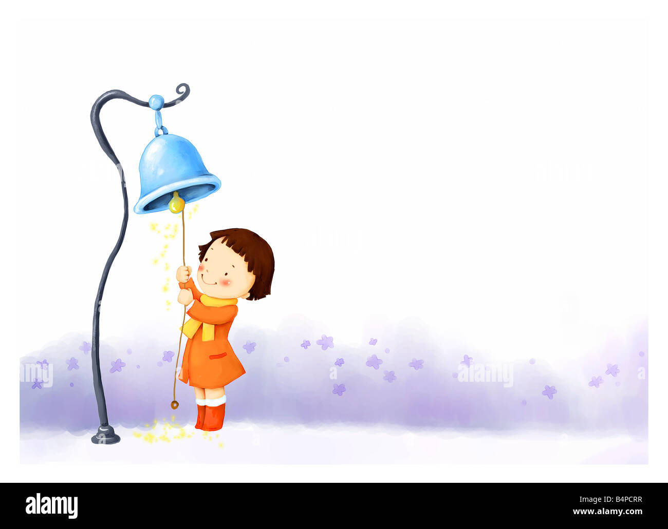 Representation of girl ringing bell Stock Photo Alamy