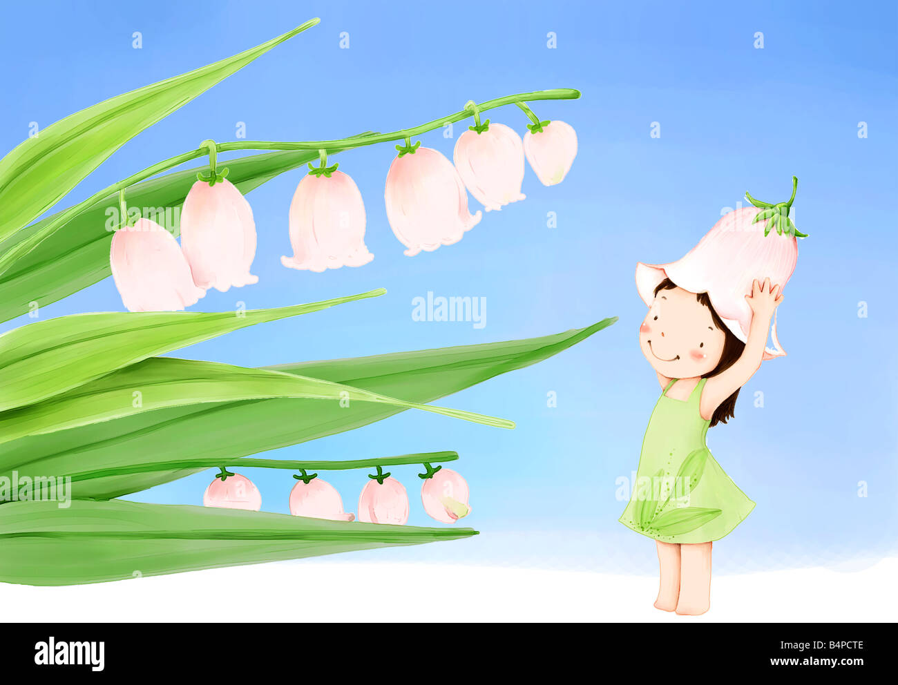 Representation of girl holding bellflower Stock Photo Alamy