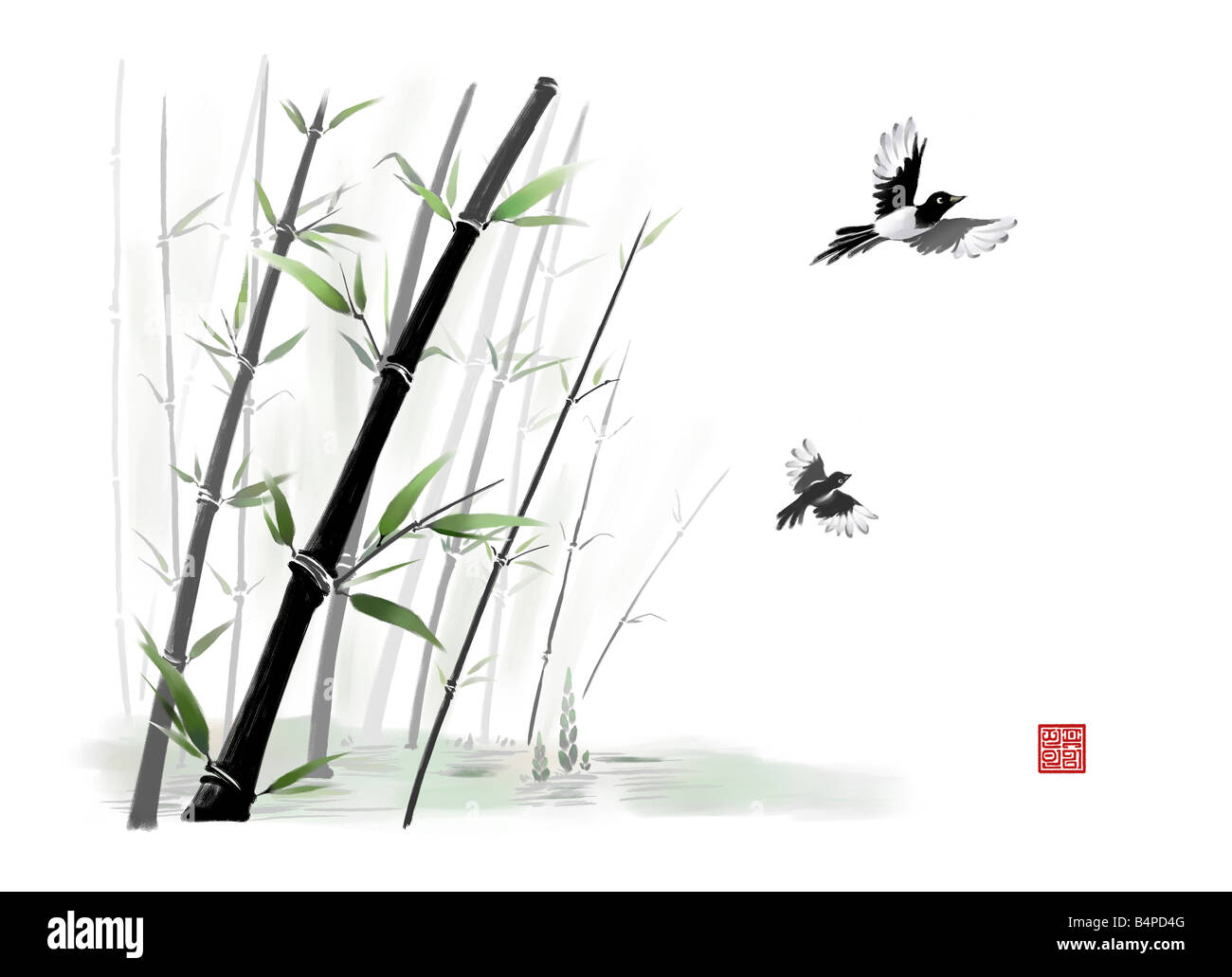 Painting of two birds flying Stock Photo - Alamy