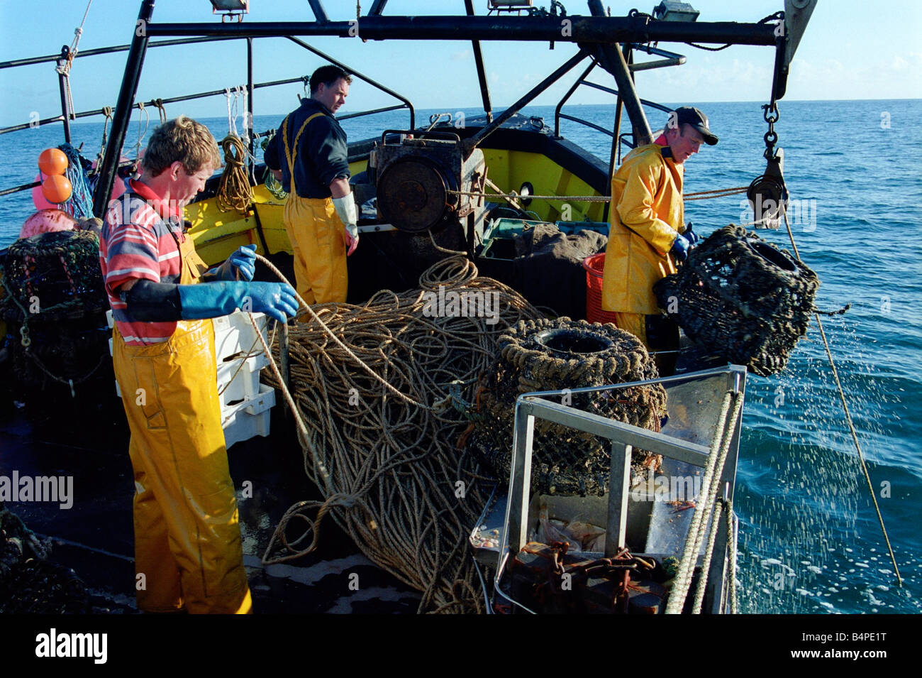 Crab fishing off South West coast of Devon England UK Stock Photo - Alamy