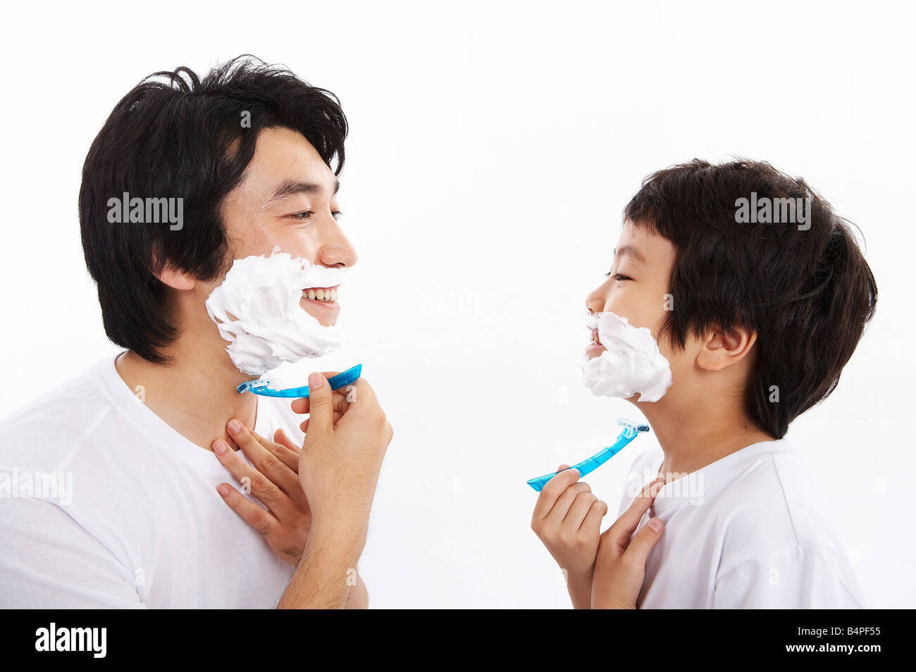 Father and son doing shaving Stock Photo Alamy