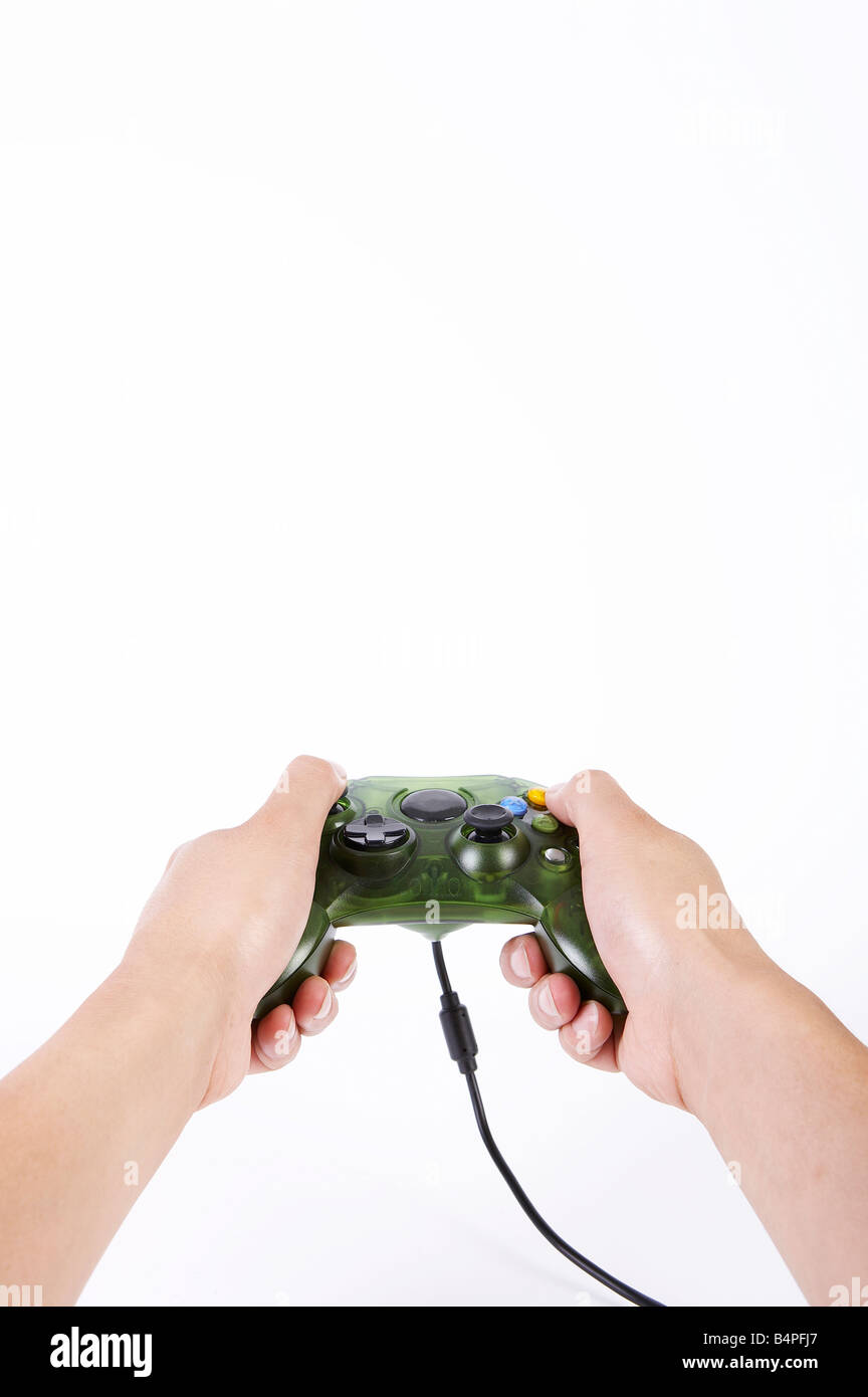 Person using video game controller Stock Photo Alamy